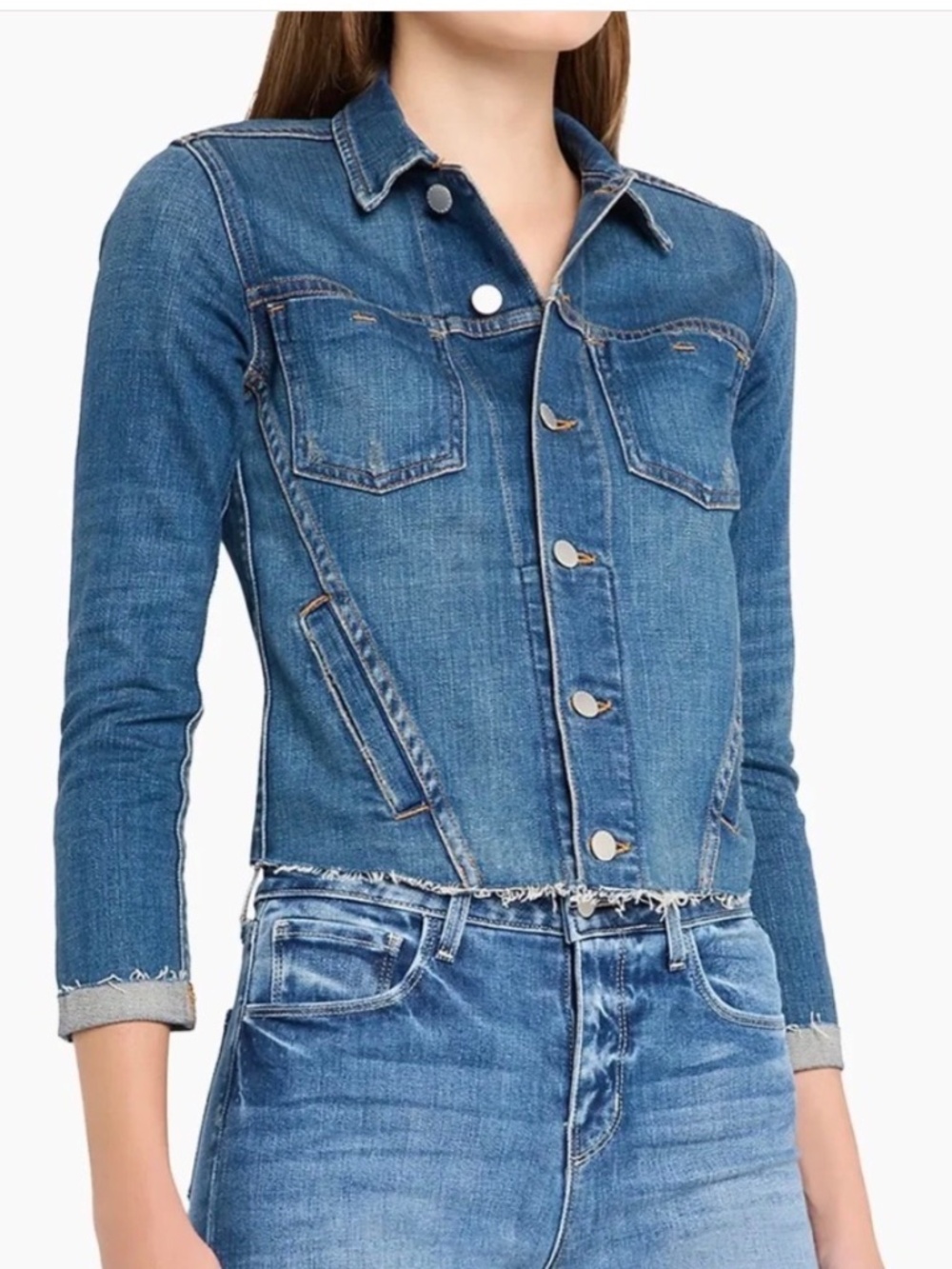 L'AGENCEJanelle Raw-Edge Denim Jacket Sz M
